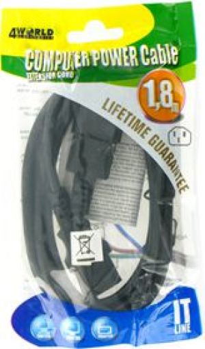 Kabel zasilający 4World przedłużający IEC320 C13/C14, 1.8m 2