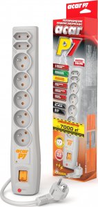 Listwa zasilająca Acar P7 przeciwprzepięciowa 7 gniazd 3 m szara (W0118) 2