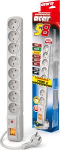 Listwa zasilająca Acar S8 przeciwprzepięciowa 8 gniazd 1.5 m szara (W0150) 2