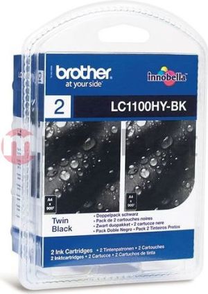 Tusz Brother zestaw tuszy oryginalnych [2x BK] (LC1100BKBP2) 2