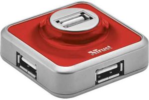 HUB USB Trust 4 Port USB 2.0 Micro Hub - Red 1