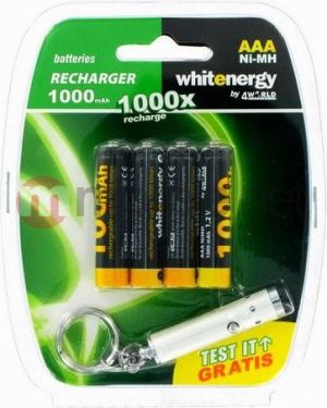 Whitenergy WHITENERGY AKUMULATOR AAA 1000mAh NiMH 4szt+MINI LATARKA (04475) - ZAS4WOAKU0010 1