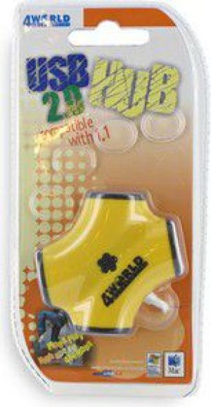 HUB USB 4World 4x USB-A  (4 porty żółty (06164)) 2