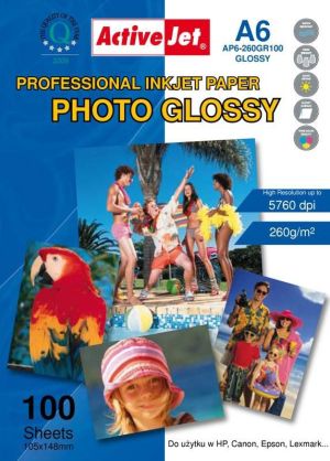 Activejet Papier fotograficzny do drukarki A6 (AP6260GR100) 1