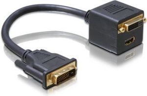 Adapter AV Delock DVI-D - DVI-D - HDMI czarny (65057) 1