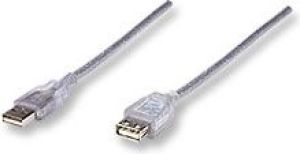 Kabel USB Manhattan USB-A - USB-A 1.8 m Srebrny (336314) 1