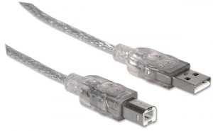 Kabel USB Manhattan USB-A - USB-B 1.8 m Srebrny (333405) 2