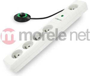 Listwa zasilająca Whitenergy 4+1 gn. z nożnym wyłącznikiem, 1,5 m biała 1