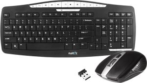 Klawiatura + mysz Natec STINGRAY MULTIMEDIALNA SLIM + MYSZ OPTYCZNA BLACK WIRELESS 2,4GHZ NANO ODBIORNIK ! 1