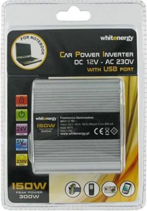 Przetwornica Whitenergy Przetwornica 12V DC na 230V AC z USB, gniazdo typu UK (06575) 1
