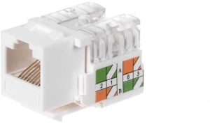 NetRack moduł Keystone Jack 1xRJ45 8p8c UTP Cat5e LSA z zaciskiem, biały (105-02) 2