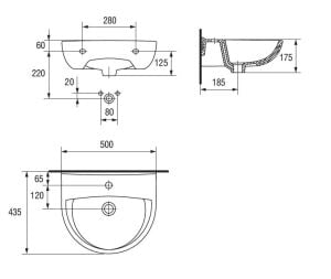 Umywalka Cersanit President 50cm (K08-003) 2