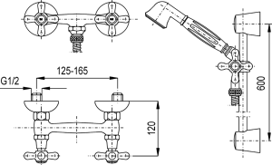 Zestaw prysznicowy KFA Retro przesuwny z baterią chrom (376-340-00) 2