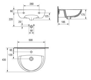 Umywalka Cersanit President 50cm (K08-004) 3