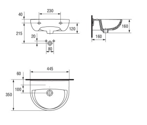 Umywalka Cersanit President 44,5cm (K08-001) 2