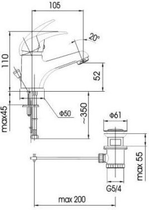 Bateria umywalkowa KFA Jaspis stojąca chrom (542-815-00) 2