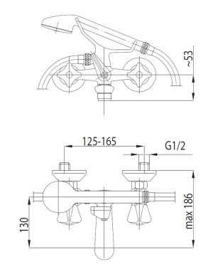 Bateria wannowa KFA Standard ścienne chrom (304-120-00) 2