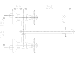 Bateria umywalkowa KFA Retro ścienna chrom (370-540-00) 2