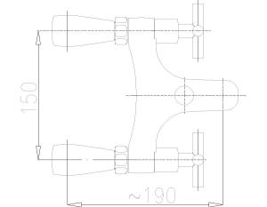 Bateria wannowa KFA Symetric ścienna chrom (345-010-00) 2