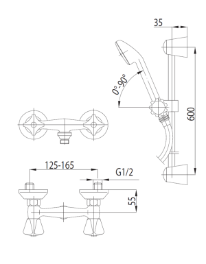Zestaw prysznicowy KFA Standard przesuwny z baterią chrom (306-311-00) 2