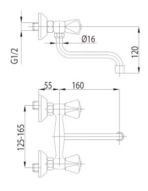 Bateria kuchenna KFA Standard ścienna chrom (300-410-00) 2