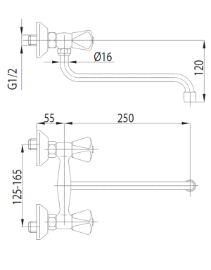 Bateria kuchenna KFA Standard ścienna chrom (300-690-00) 2