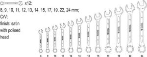 Yato Zestaw kluczy płasko-oczkowych 8-24mm 12szt. (YT-0362) 2