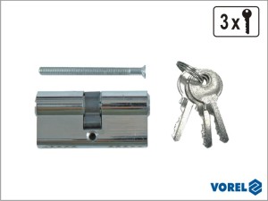 Vorel Wkładka chromowana 62mm 3 klucze 31/31 77170 1