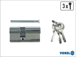 Vorel Wkładka asymetryczna chromowana nawiercana 67mm 3 klucze 31/36mm 77171 1