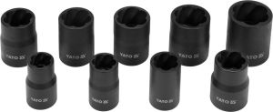 Yato Zestaw wykrętaków do obrobionych śrób 3/8" 10-19mm 10szt. (YT-0603) 3