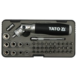 Yato Zestaw bitów i nasadek z grzechotką i przegubem 1/4" 42 części (YT-2806) 1