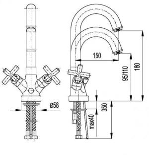 Bateria umywalkowa KFA Symetric stojąca chrom (342-315-00) 3