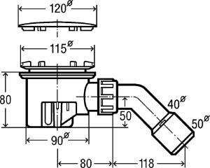 Syfon Viega Syfon brodzikowy Tempoplex z pokrywą 90mm chrom (364786S) 2