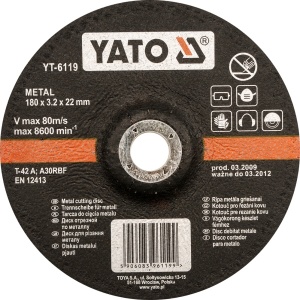 Yato Tarcza do cięcia metalu wypukła 125x3,2x22mm YT-6117 1
