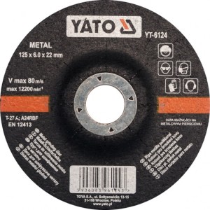 Yato Tarcza do szlifowania metalu wypukła 125x6,0x22mm (YT-6124) 1