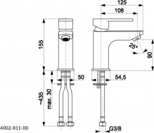 Bateria umywalkowa KFA Korund stojąca chrom (4002-811-00) 4