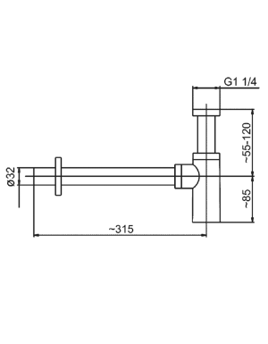 Syfon KFA butelkowy 5/4" DN32 chrom (600-003-00) 2