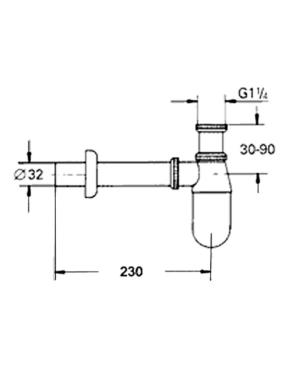 Syfon KFA butelkowy 5/4" DN32 chrom (601-054-00) 2