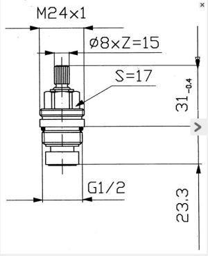 KFA Głowica ceramiczna uniwersalna prawa GZ 1/2" Mosiądz (883-001-98) 2