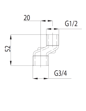 KFA Mimośród exportowy 1/2" x 3/4" nikiel (982-011-11) 2