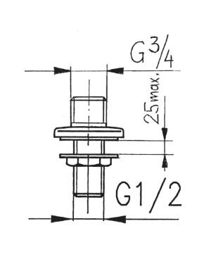 KFA Przyłącze proste do baterii stojących dwuotworowych 1/2" x 3/4" chrom (824-002-00) 2