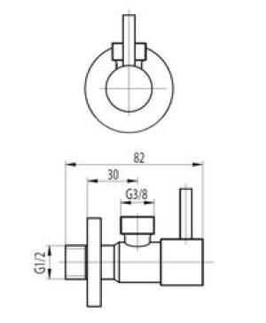 KFA Zawór kątowy uchwyt belka 1/2"x3/8"  (244-010-00) 2