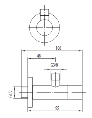KFA Zawór kątowy uchwyt walec 1/2"x3/8"  (244-040-00) 2
