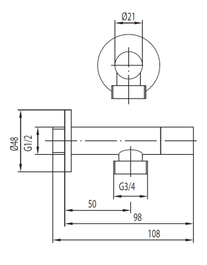 KFA Zawór kątowy uchwyt walec 1/2"x3/4"  (244-140-00) 2