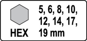 Yato Zestaw nasadek trzpieniowych imbusowych hex udarowych 1/2" H5-H19 8szt. (YT-1066) 2