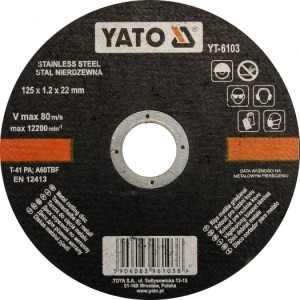 Yato Tarcza do cięcia stali nierdzewnej 125x1,2x22mm (YT-6103) 1