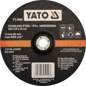 Yato Tarcza do szlifowania stali nierdzewnej wypukła 230x6,8x22mm YT-5949 1