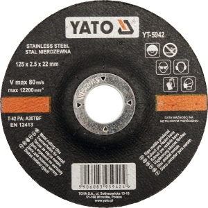 Yato Tarcza do cięcia stali nierdzewnej wypukła 115x3,2x22mm YT-5941 1