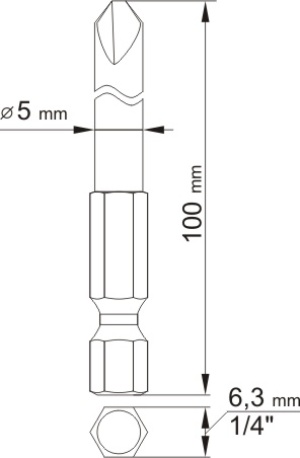 Yato Końcówki wkrętakowe Tri-Wing TW1x100mm TW3x100mm 1/4 2szt. (YT-0496) 2