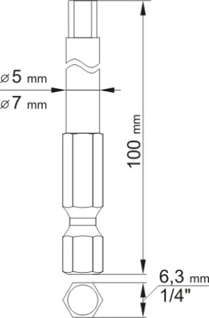 Yato Końcówki wkrętakowe Hex tamperproof 4x100mm 6x100mm 1/4 2szt. (YT-0495) 2